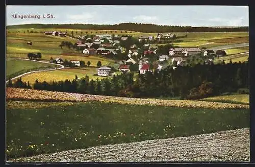 AK Klingenberg i. Sa., Gesamtansicht von einem Berg aus