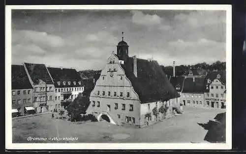AK Grimma, Marktplatz aus der Vogelschau