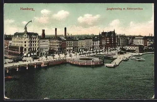 AK Hamburg-Neustadt, Jungfernstieg mit Alsterpavillon