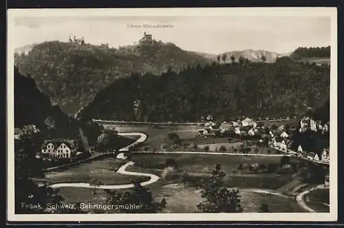 AK Behringersmühle /Fränk. Schweiz, Totalansicht mit Schloss Gössweinstein