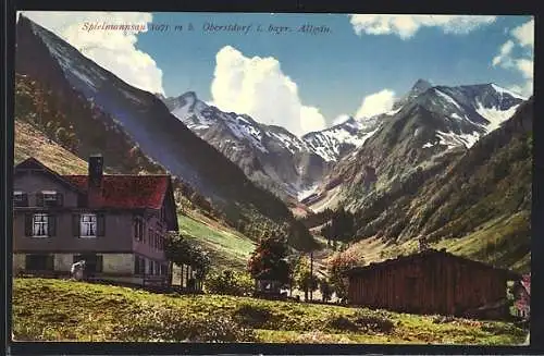 AK Oberstdorf-Spielmannsau, Teilansicht i. bayr. Allgäu