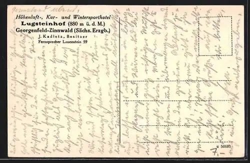 AK Georgenfeld-Zinnwald (Sächs. Erzgeb.), Wintersporthotel Lugsteinhof