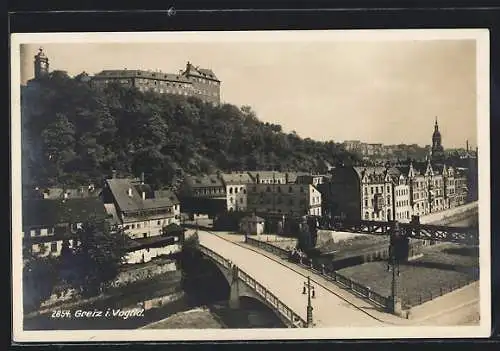 AK Greiz i. Vogtland, Teilansicht mit Schloss