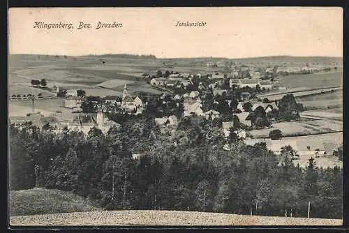 AK Klingenberg Bez. Dresden, Totalansicht von einem Berg aus