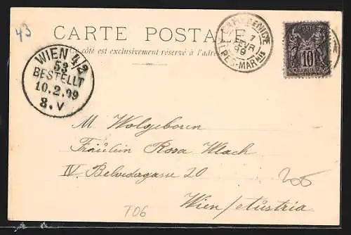 Lithographie Nice, Promenade des Anglais