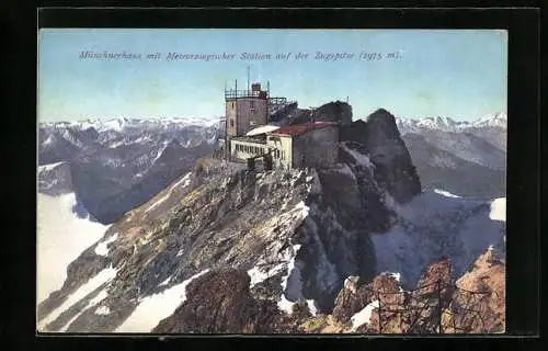 AK Münchner-Haus, Berghütte mit Meteorologischer Station auf der Zugspitze