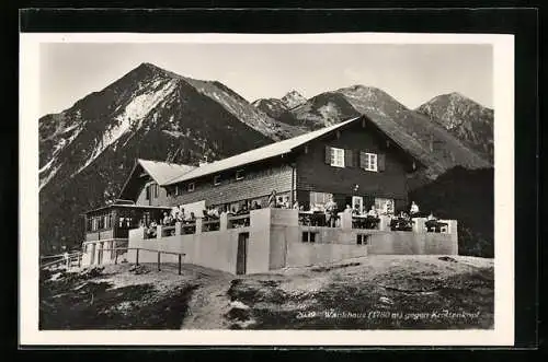 AK Wankhaus-Hütte, Ansicht der Berghütte gegen Krottenkopf