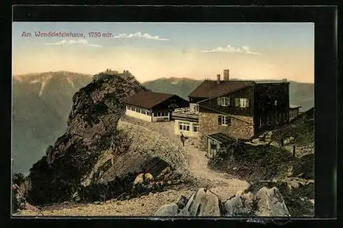 AK Wendelsteinhaus, Berghütte aus der Vogelschau