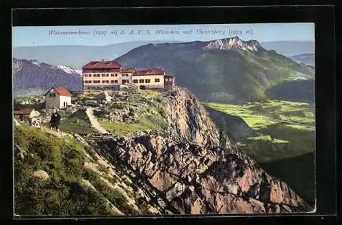AK Watzmannhaus, Berghütte d. AVS München mit Untersberg