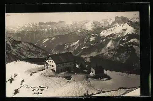 AK Rotwandhaus, Berghütte mit Umgebung im Winter
