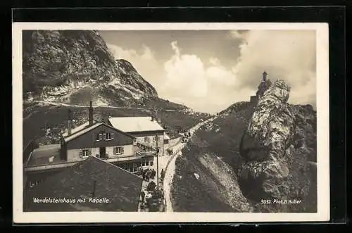 AK Wendelsteinhaus, Blick auf die Berghütte mit Kapelle