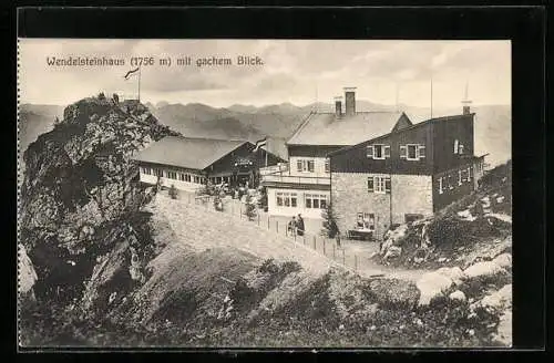 AK Wendelsteinhaus, Berghütte mit gachem Blick