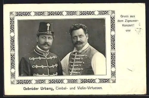 AK Gebrüder Urbany, Portrait in Bühnenkleidung