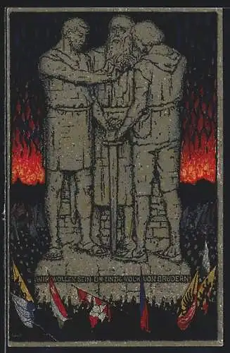 AK Schweizer Bundesfeier 1915, Wir wollen sein ein einzig Volk von Brüdern
