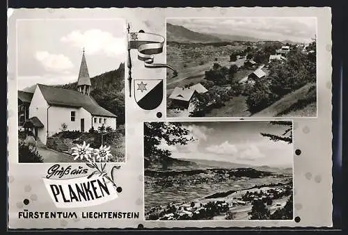 AK Planken, Kirche, Ortsansichten, Wappen