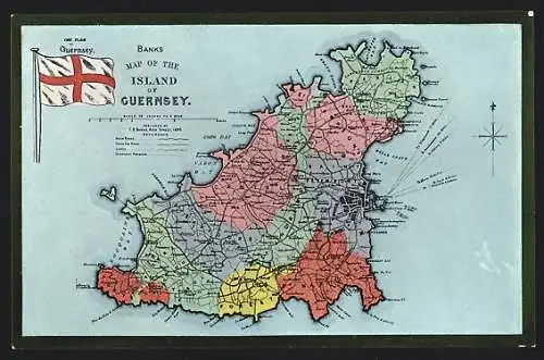 AK Guernsey, Map of the Island, Flag