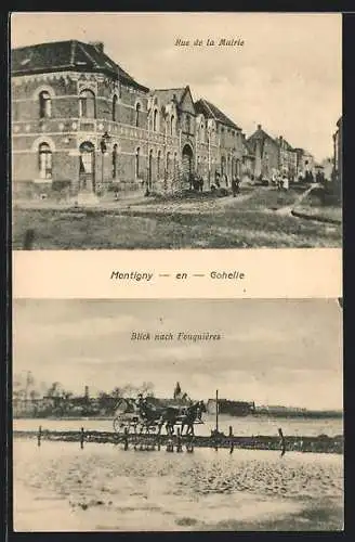 AK Montigny-en-Gohelle, Rue de la Mairie, Blick nach Fouquières