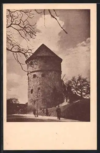 AK Reval, Wehrturm mit Promenade