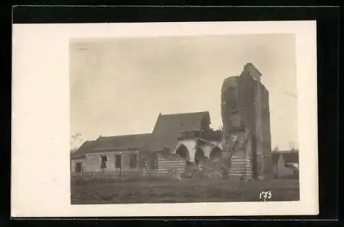 AK Grandcourt, die zerstörte Kirche