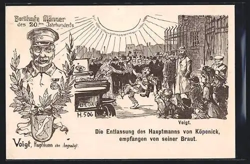 AK Berlin, Entlassung des Hauptmanns von Köpenick, empfangen von seiner Braut