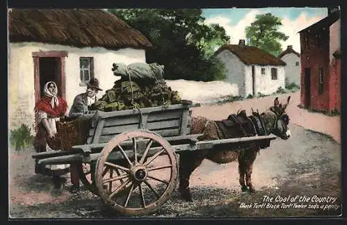 AK Irischer Händler verkauft Torf-Soden