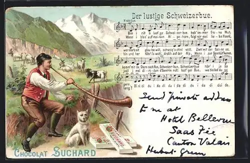 AK Reklame für Chocolat Suchard, Lied Der lustige Schweizerbue