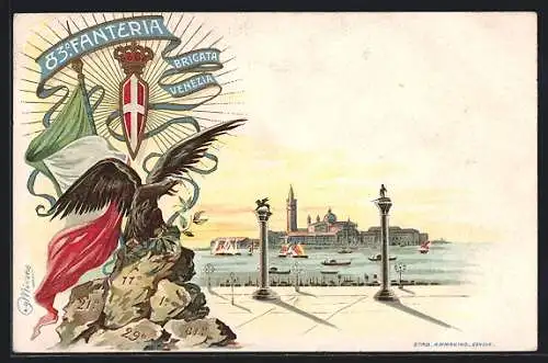 Lithographie Venezia / Venedig, 83. Fanteria Brigata