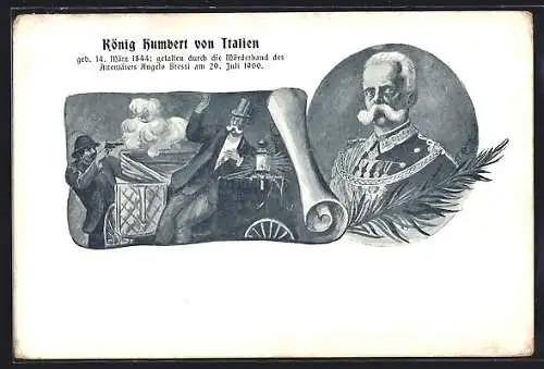 AK König Humbert von Italien, Attentat am 29.07.1900