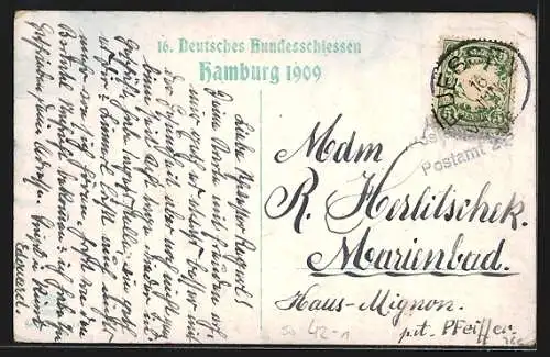 Künstler-AK Hamburg, 16. Deutsches Bundesschiessen 1909, Festumzug, Schützenverein
