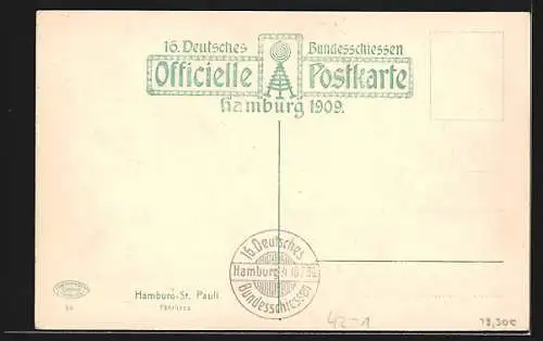AK Hamburg, 16. Deutsches Bundesschiessen 1909, Schützenverein, St. Pauli mit Fährhaus