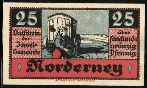 Notgeld Norderney 1920, 25 Pfennig, Fischer am Meer