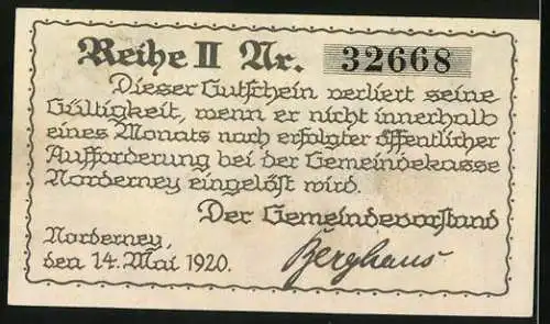 Notgeld Norderney 1920, 25 Pfennig, Fischer am Meer