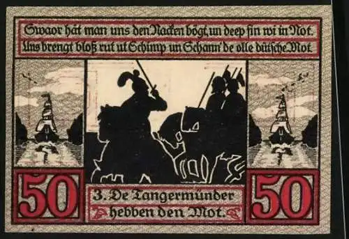Notgeld Stendal i. d. Altmark 1921, 50 Pfennig, Wappen, De Tangermünder hebben den Mot