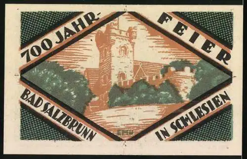 Notgeld Ober-Salzbrunn in Schlesien 1921, 50 Pfennig, 700 Jahrfeier