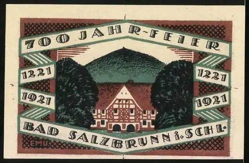 Notgeld Bad Salzbrunn in Schlesien 1921, Wappen und 700 Jahrfeier