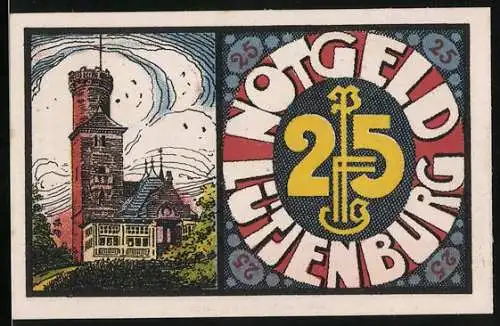 Notgeld Lütjenburg 1921, 25 Pfennig, Burg und Marktplatz