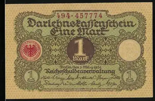 Notgeld Berlin 1920, 1 Mark