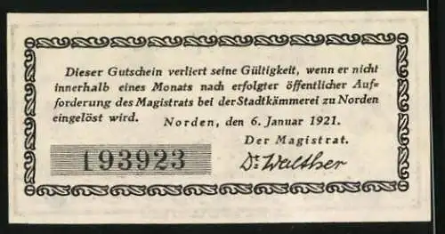 Notgeld Norden 1921, 25 Pfennig, Windmühlen