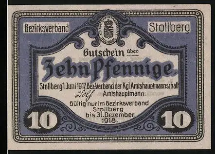 Notgeld Stollberg 1918, 10 Pfennig, Wappen