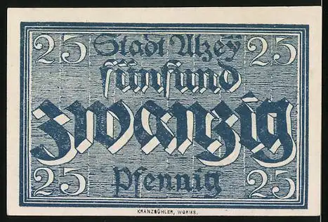 Notgeld Alzey 1919, 25 Pfennig