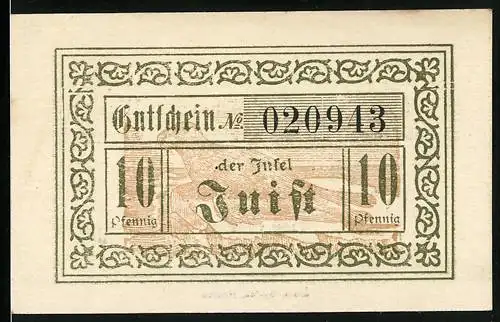 Notgeld Juist 1920, 10 Pfennig