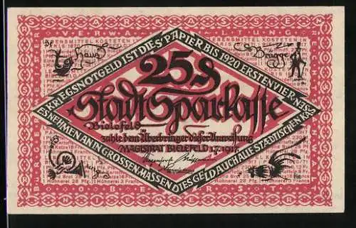 Notgeld Bielefeld 1917, 25 Pfennig, Rübe vor dem Genuss