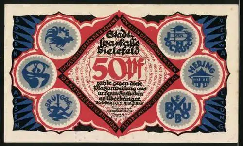 Notgeld Bielefeld 1921, 50 Pfennig, Biertrinker