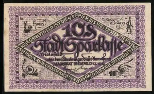 Notgeld Bielefeld 1919, 25 Pfennig, Rübe vor dem Genuss