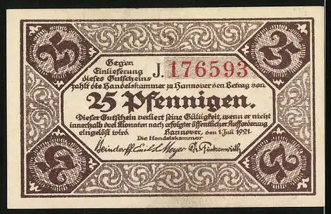 Notgeld Hannover 1921, 25 Pfennig, Stadtpartie