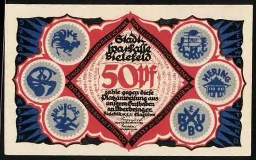 Notgeld Bielefeld 1921, 50 Pfennig, Wiege für die Neue Zeit