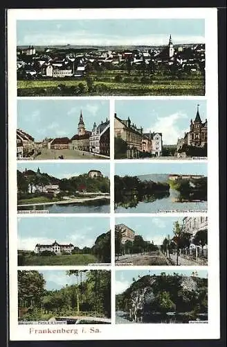 AK Frankenberg / Sa., Moltkestrasse, Lehrerseminar und Schloss Sachsenburg