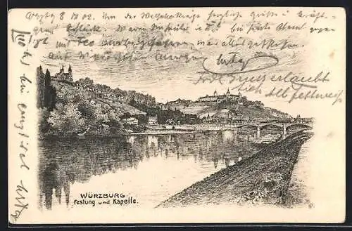Künstler-AK Würzburg, Festung und Kapelle