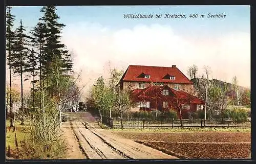 AK Kreischa / Erzgeb., Blick zum Gasthof Wilischbaude