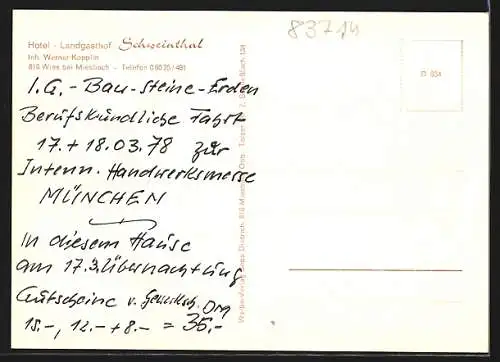 AK Wies / Miesbach, Hotel-Landgasthof Schweintal, Inh. Werner Kopplin